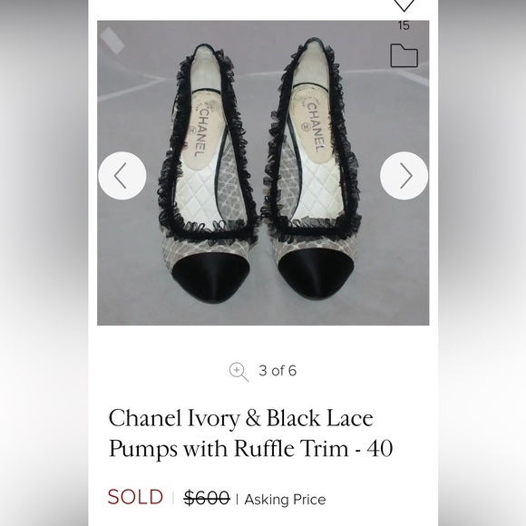 CHANEL Black & Nude Lace Mesh Satin CC Cap Toe Heels - Picture 10 of 10